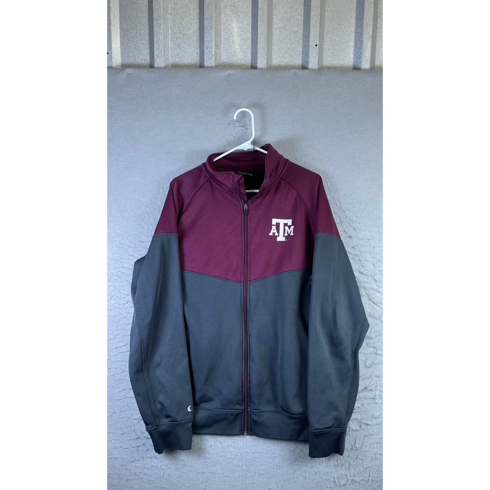 Colosseum Track Jacket Mens L Maroon Good Texas A&M Aggies Full Zip Colorblock